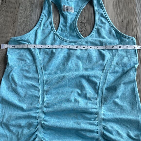 Athleta Blue Racer Back Tank With Rouched Front Size XL - Picture 4 of 7